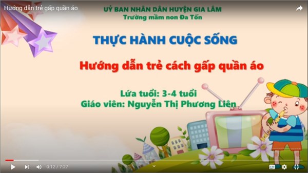 Dạy trẻ   Cách gấp quần áo gọn gàng  - Giáo viên: Nguyễn Thị Phương Liên